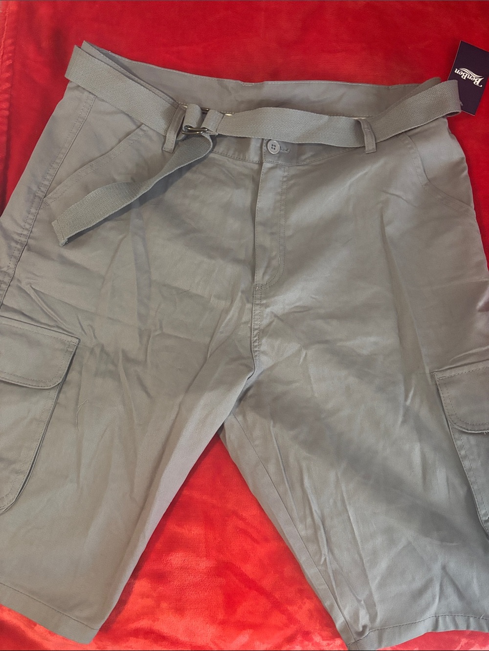 NWT sz 38 Men's Cargo Shorts in grey with Web Belt